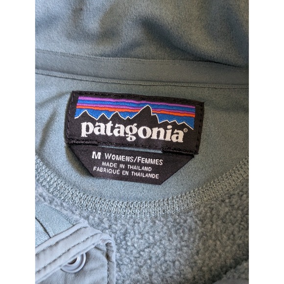 Patagonia women's size M 1/4 snap Better Sweater Marsupial Pullover Blue Logo - Picture 4 of 12
